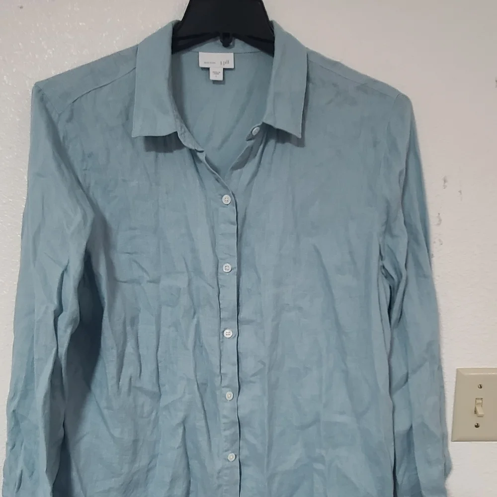 J. Jill Light Blue Linen Shirt - Picture 2 of 7